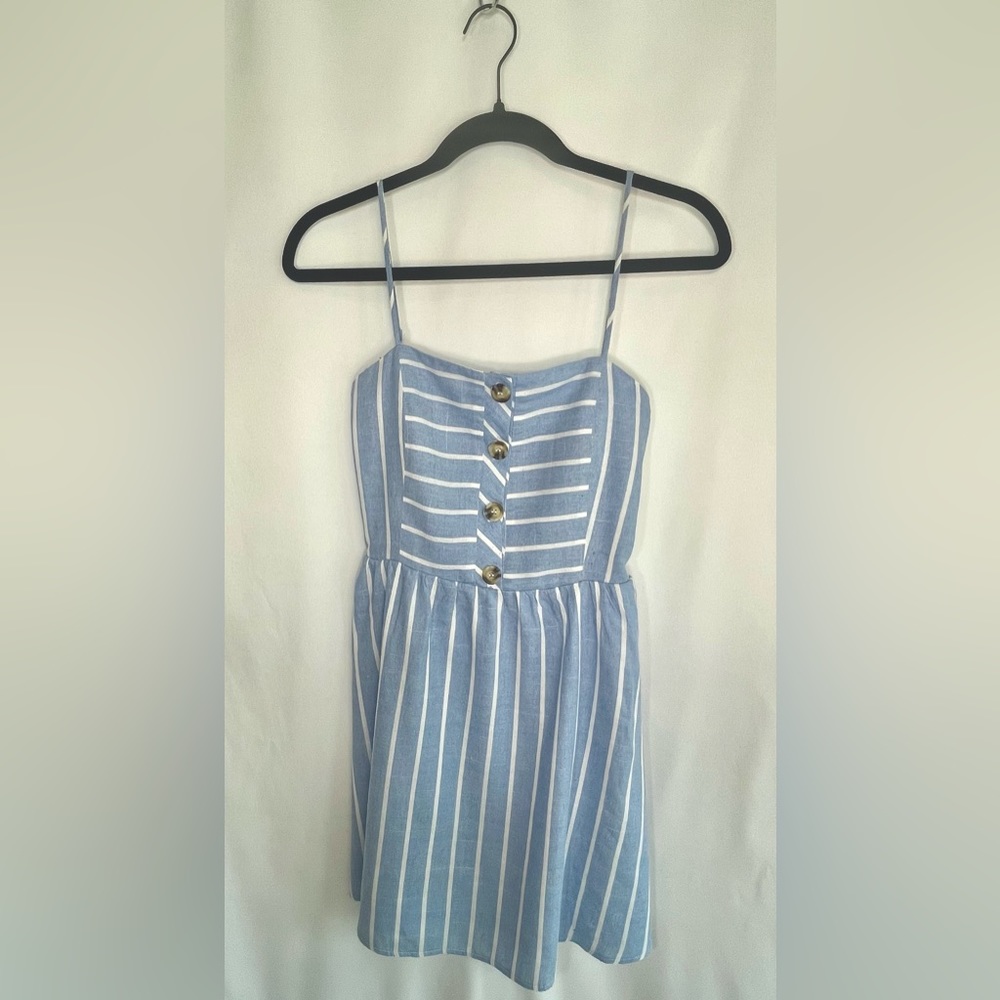 Purple Snow, Blue & White Striped Summer Dress size Medium